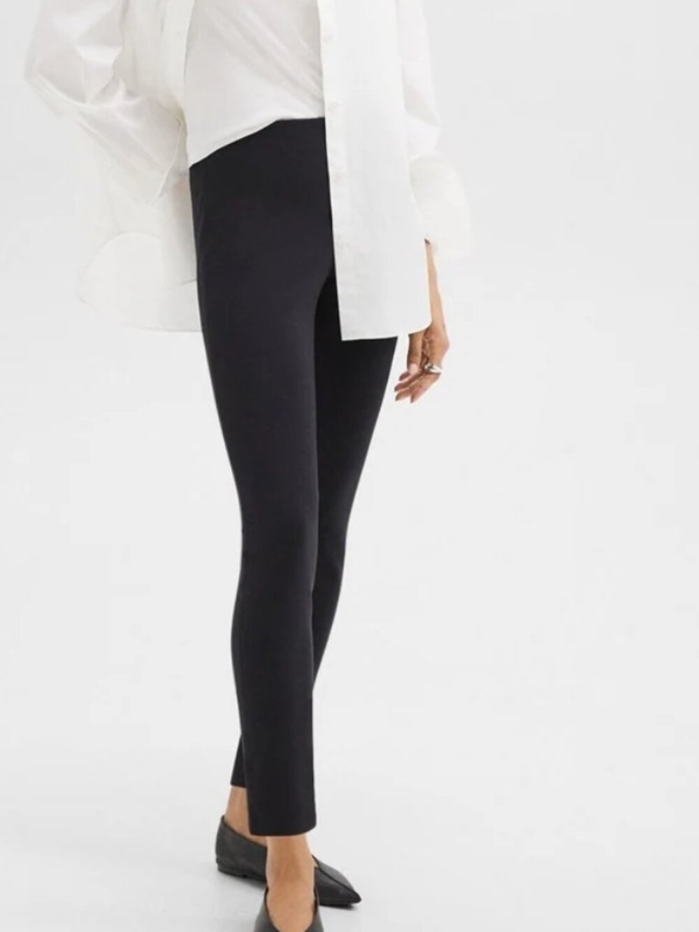 NEW THEORY Women's Skinny Stretch Leggings in Scuba Black Size M